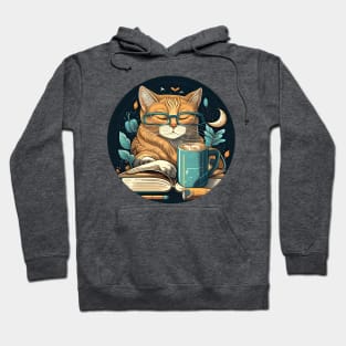 Happy Cat Reading Book - Coffee Cat Cute Kitten Hoodie